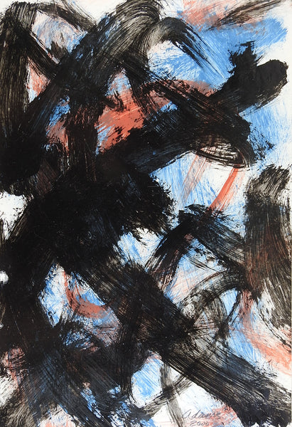 Abstract Bold Black Painting on Paper