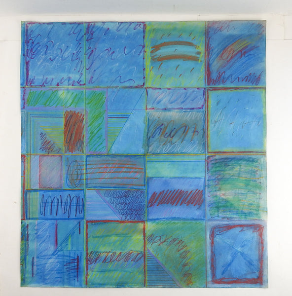 Blue Squares Abstract Mixed Media Painting