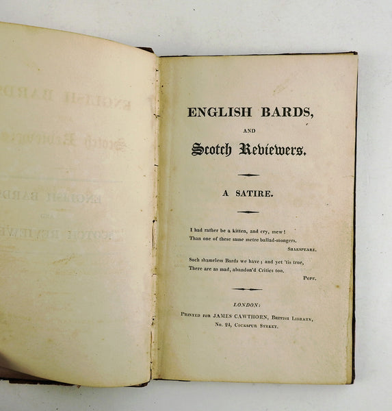 Lord Byrons English Bards & Scotch Reviewers Satire 1st Edition Book