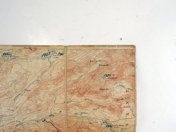 West Canada Lakes New York 1900 US Geological Survey Folding Map