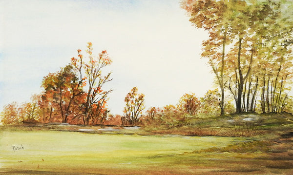 Meadow Landscape Watercolor Painting