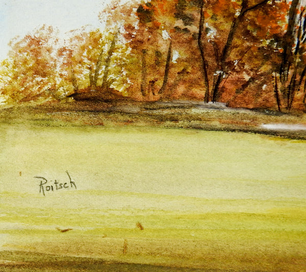 Meadow Landscape Watercolor Painting