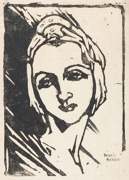 1930's Portrait of Woman Block Print