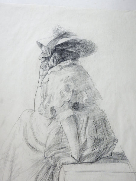 19th Century Woman In Bonnet Drawing