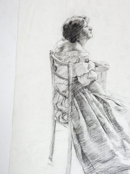 19th Century Seated Woman Drawing