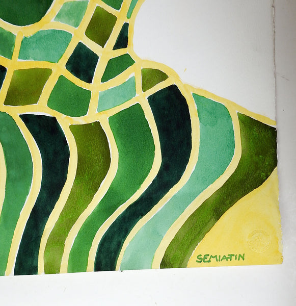 Green & Yellow Abstract Watercolor Painting