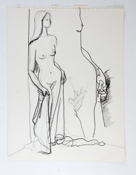 Mid Century Nude Drawing of Woman