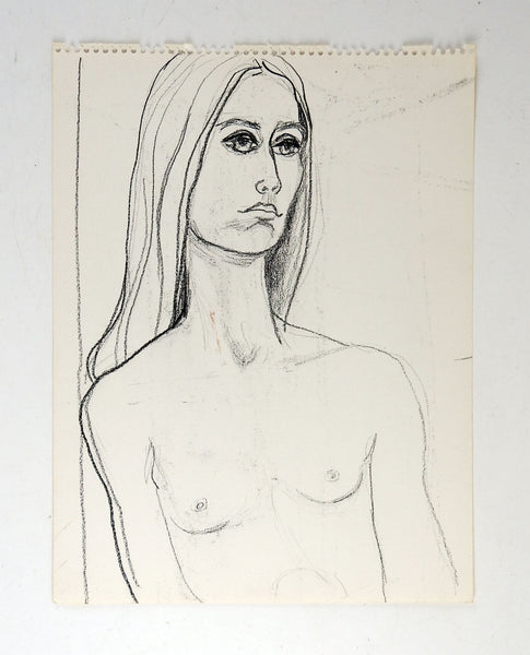 Mid Century Nude Study Drawing of Woman