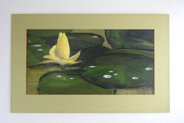 Mid Century Water Lily Painting