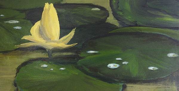 Mid Century Water Lily Painting
