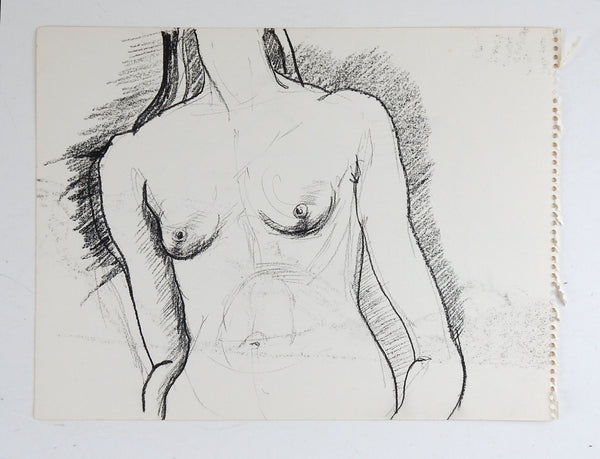 Nude Study Drawing of Woman & Nude on Other Side