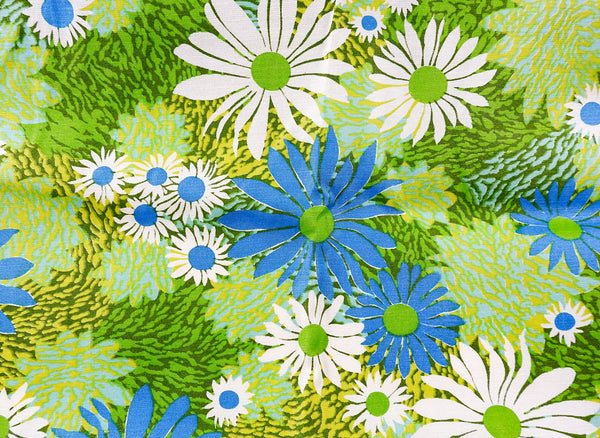 Upholstery or Drapery Weight Retro Sateen Daisies 3 Yards
