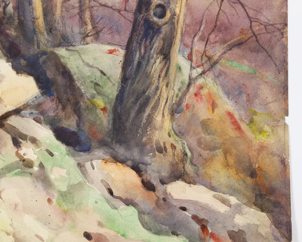 1914 Egbert Cadmus Rocky Hillside Watercolor Painting