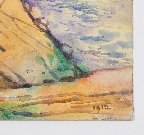1912 Egbert Cadmus Rocky Cove Watercolor Painting
