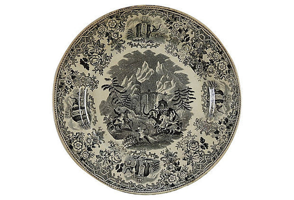 Hannibal & Elephants Antique Transferware Plate