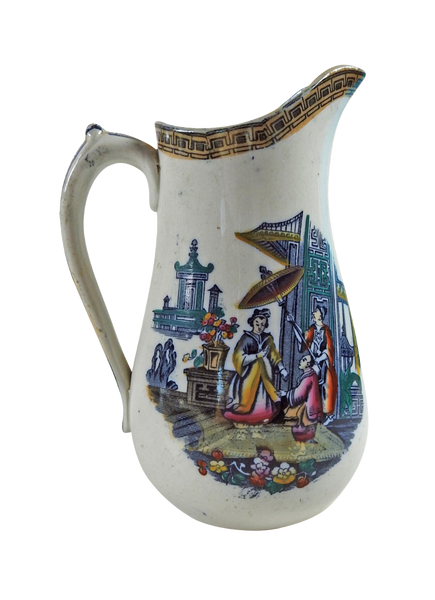 Chinoiserie English Ironstone Antique  Pitcher